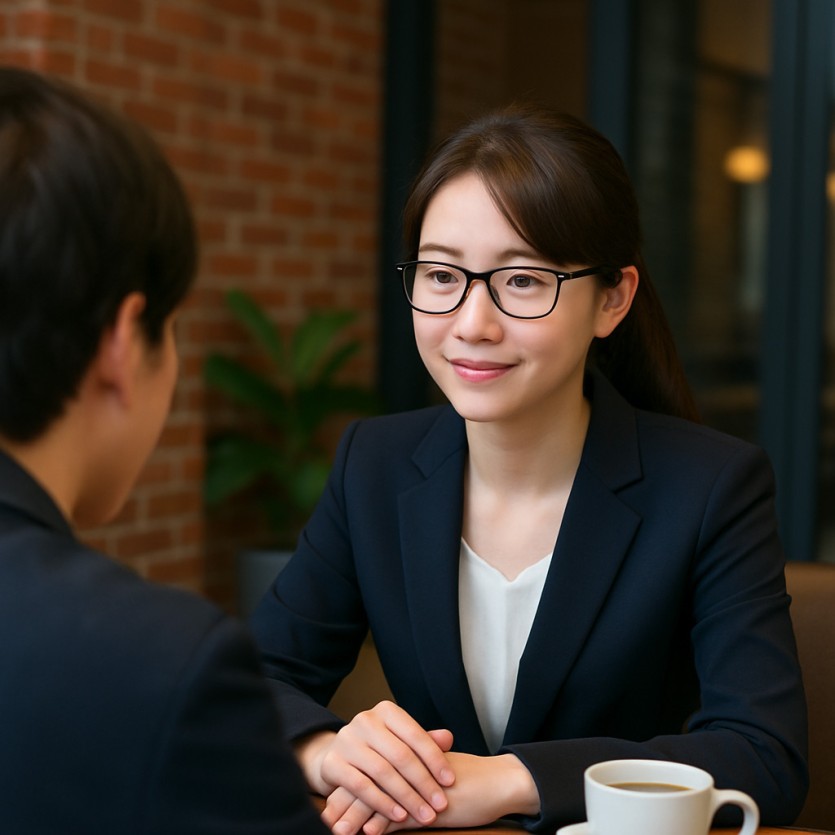 카페에서 여탐정이 의뢰인과 상담하고 있는 실제 이미지