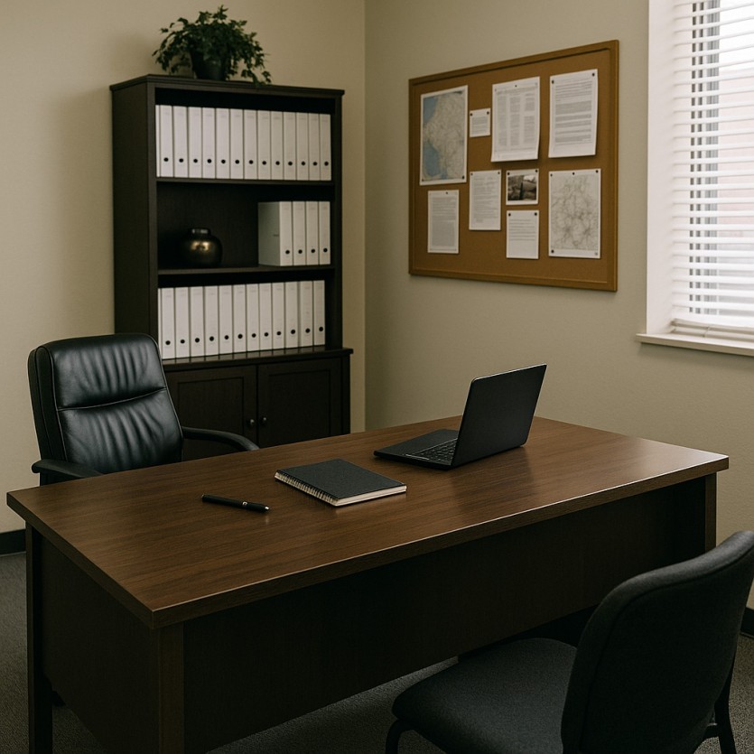 탐정사무소 내부 상담 공간을 보여주는 사무실 이미지