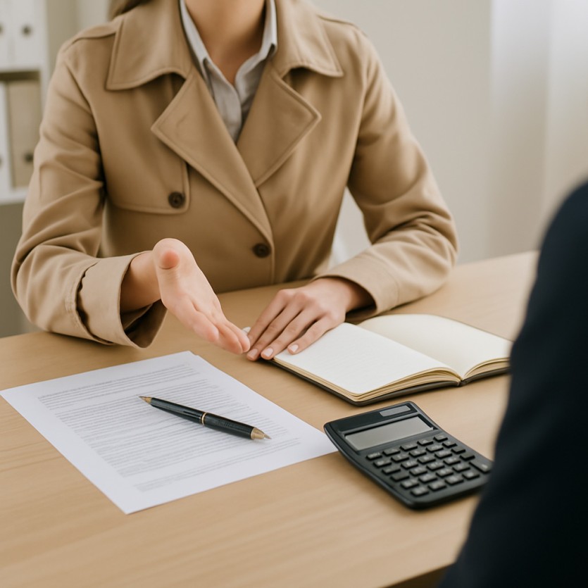 여탐정이 흥신소 비용에 대해 의뢰인에게 상담 해주는 장면